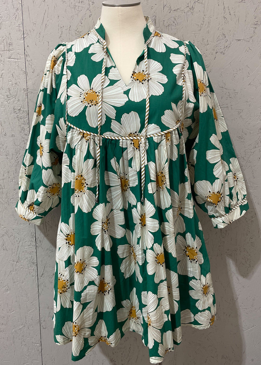 Green Big Floral Dress