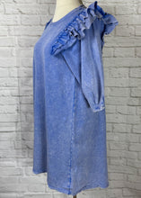 Load image into Gallery viewer, Blue Ruffle Sleeve Dress