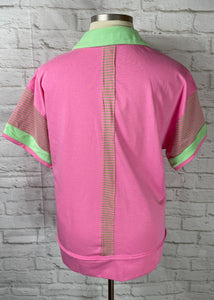 Pink Striped Detail Top