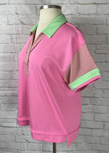 Load image into Gallery viewer, Pink Striped Detail Top