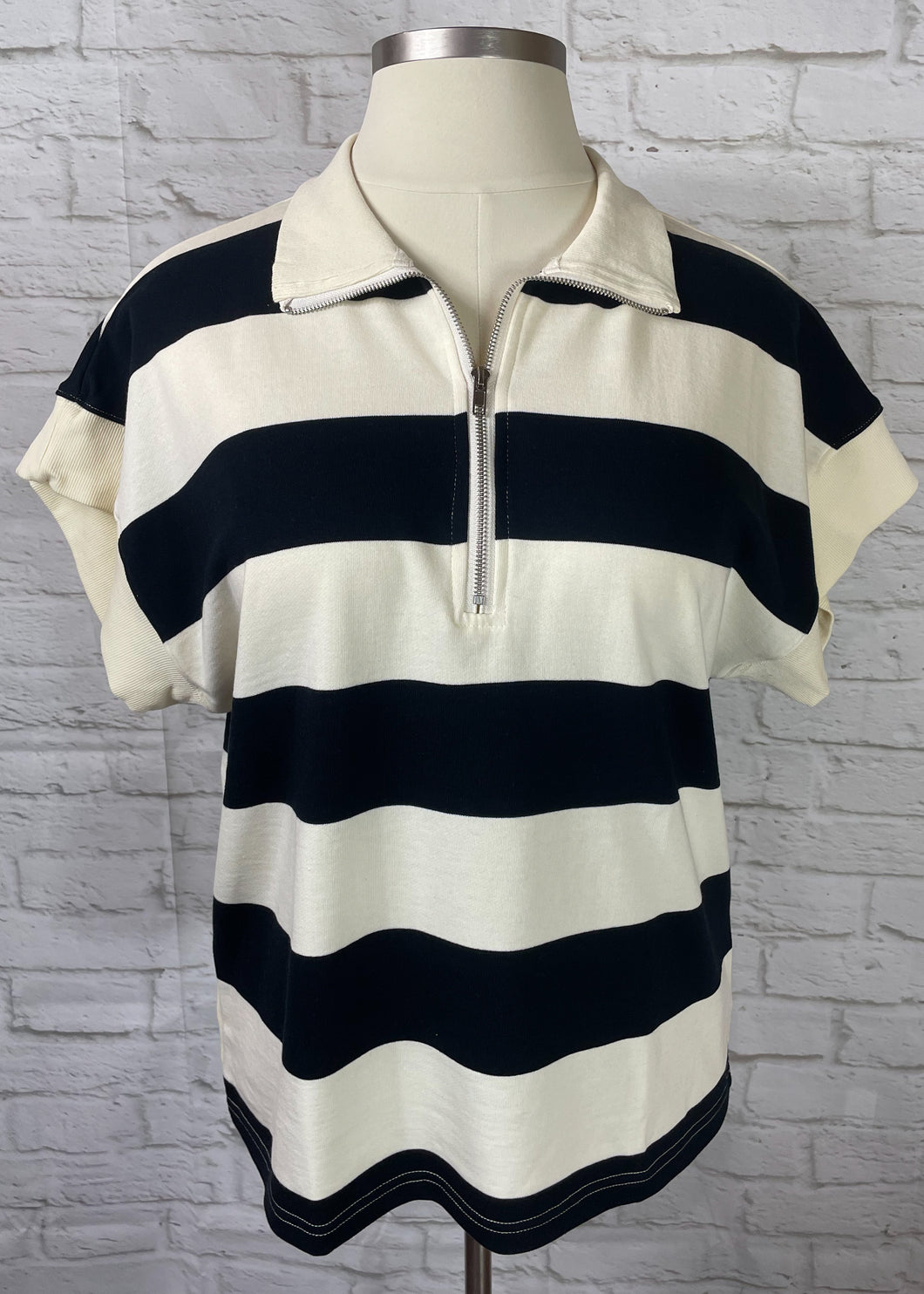 Bold Striped 1/4 Zip Top