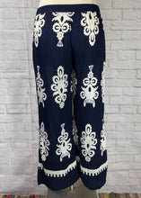 Load image into Gallery viewer, Navy Border Print Pants