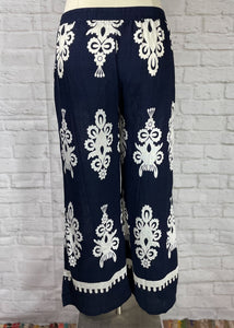 Navy Border Print Pants