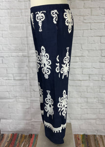 Navy Border Print Pants